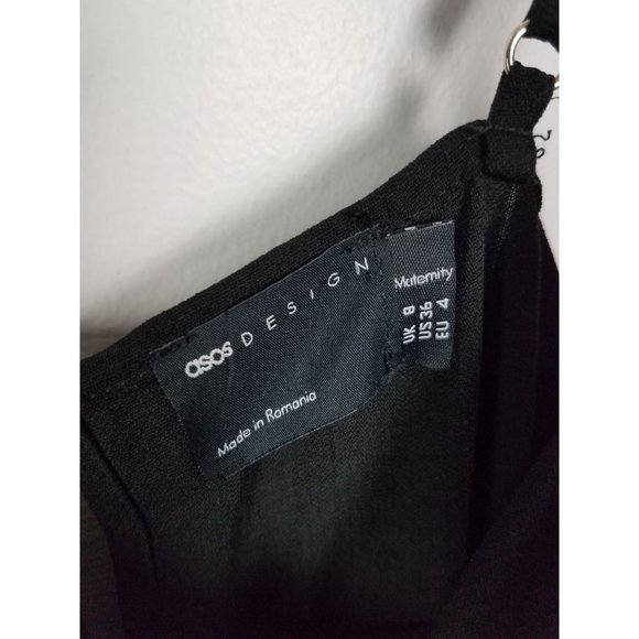 ASOS Design Maternity Women's Sz. 4 Black Adjustable Strap Wide Leg Jumpsuit - Picture 2 of 10